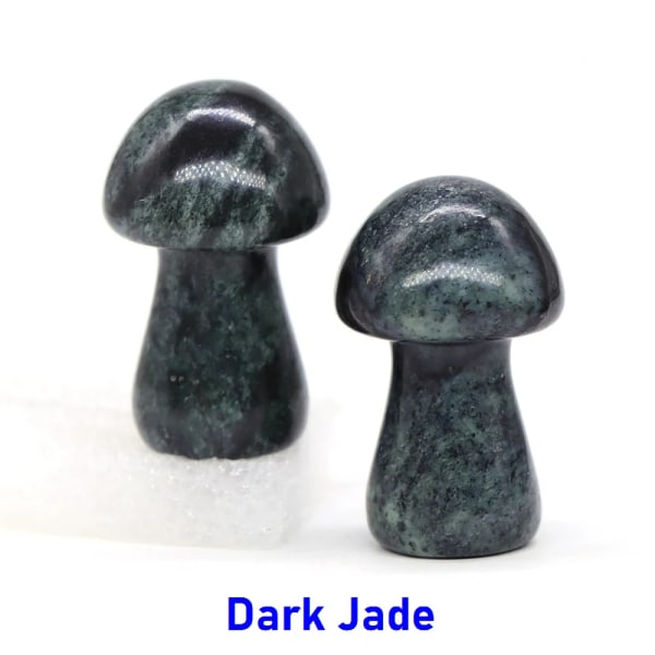 35mm Svampfigur Natursten snidad kvartskristall Healing Massagestav Staty Rum Hantverk Dekor Julklapp Partihandel Dark Jade 10 PCS