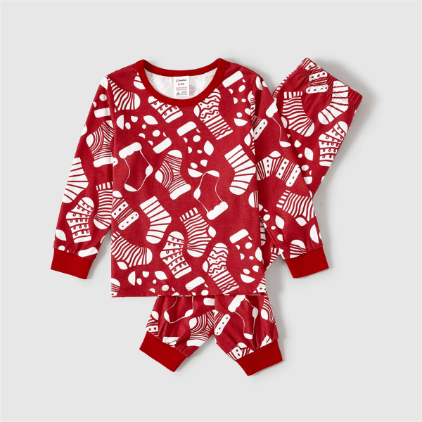 Julstrumpor Allover Print Family Matchande Röda Naia™ Pyjamasset (flammsäker) Red Baby3-6M