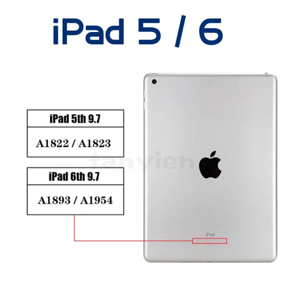 Case för Apple iPad Mini 2 3 4 5 6 7.9 9.7 10.2 2:e 3:e 4:e 5:e 6:e 7:e 8:e 9:e 10:e generationens mjuka silikonsvarta skal iPad 5 6