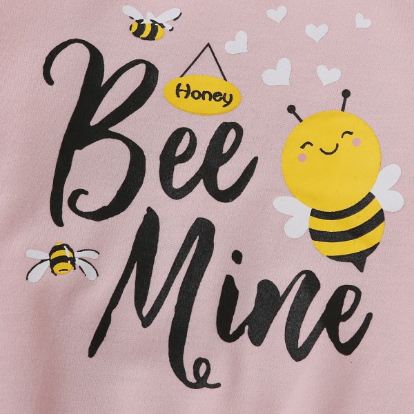 Toddler Girl Letter Bee Print Casual Pullover Sweatshirt Yellow 3-4Years