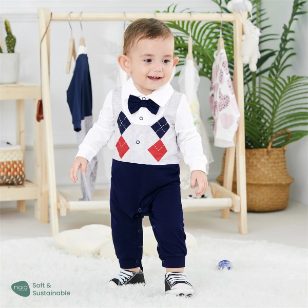 Baby Boy Classic Solid Jumpsuit ColorBlock 3-6Months