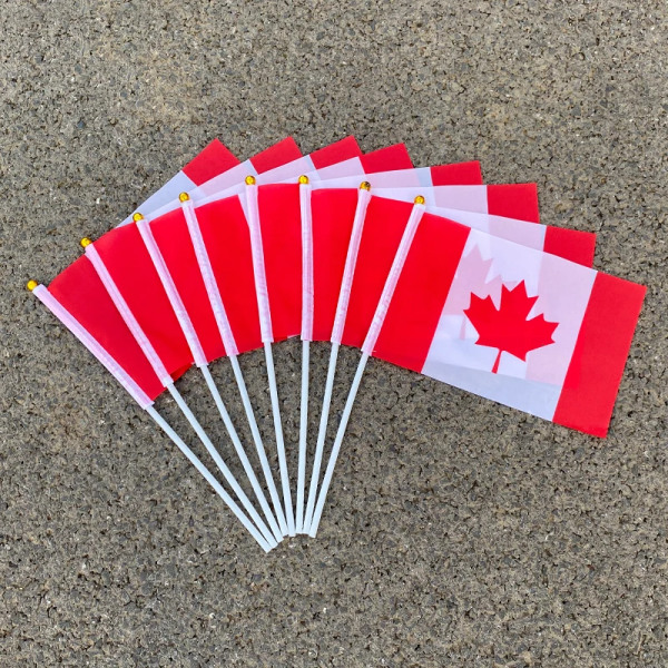 Anpassad handflagga 100 st/lot kanada handflagga med 14cm*21cm viftande flaggan canada handflagga WHITE