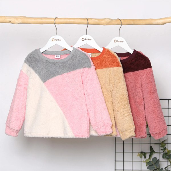 Kid Girl Sweet Colorblock Fleece Pullover Sweatshirt ColorBlock 6-7 Years