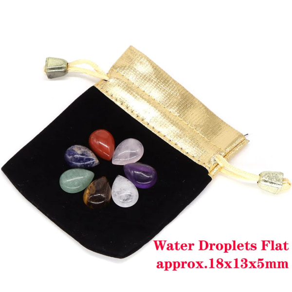 14 st/ set Sten presentförpackning Naturlig ädelsten Kristall Reiki Healing Quartz 7 Chakra Energi Mineral Hem Feng Shui Dekoration Hantverk Water Droplets Flat 10 Set