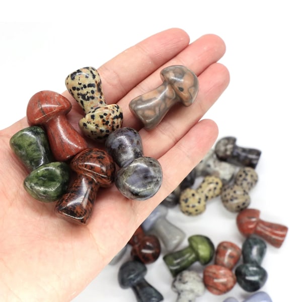 35mm Svampfigur Natursten snidad kvartskristall Healing Massagestav Staty Rum Hantverk Dekor Julklapp Partihandel Leopard skin stone 20 PCS