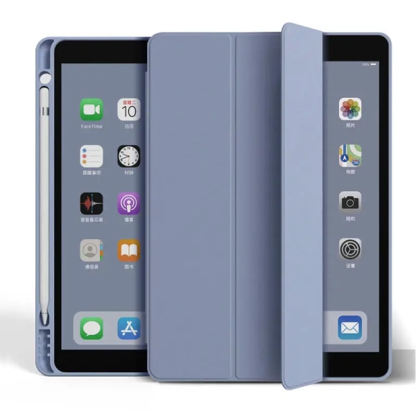 Med case iPad 9:e generationens case 2021/iPad 8:e generationens case 2020 10,2 tums iPad 7:e generationens fodral 2019 för automatisk cover /sömn Gray purple iPad 10 2022 10.9