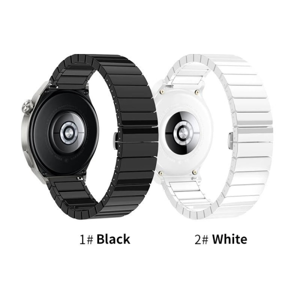 22mm20mm keramiskt band för Samsung Galaxy watch 4 5 6 Huawei Watch GT/GT3 Pro 46mm/43mm metallarmband Armband för Amazfit GTR Black Self-test width 20mm