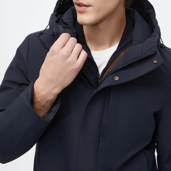 ny vinterdunjacka för män affärsstil smart casual ytterkläder vinter varm kappa med huva 9R32 XXL190