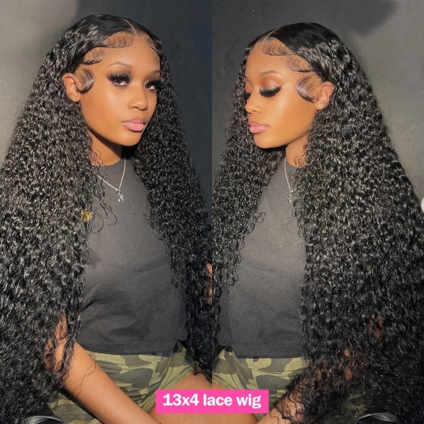 250 Densitet Deep Wave Människohår Peruk 13x4 Hd Spets Frontal Peruk För Kvinnor Brasiliansk Glueless Curly Water Wave Lace Front Peruk Rea 13x4 Lace Wig 18inches