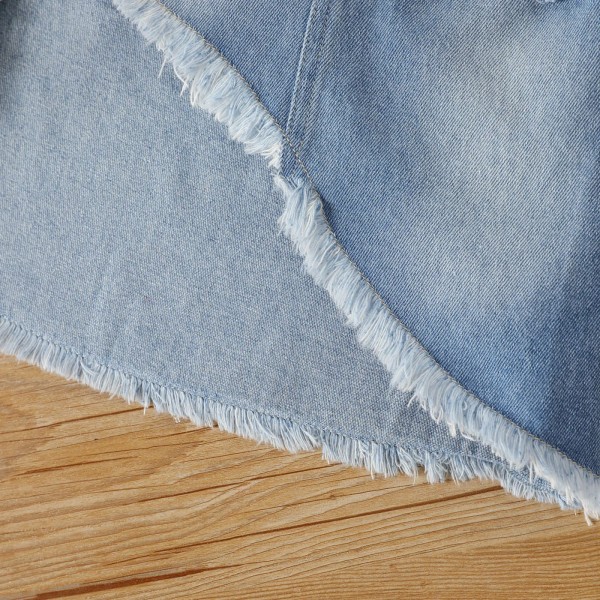 3st toddler print ärmlös t-shirt och oregelbunden jeanskjol & set White 4-5 Years