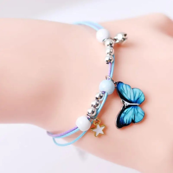 Handgjorda fjärilsarmband Pearl Spacer Beads Armband för kvinnor Flickor Handledskedja Justerbar hummerlås Armbandskedjor C
