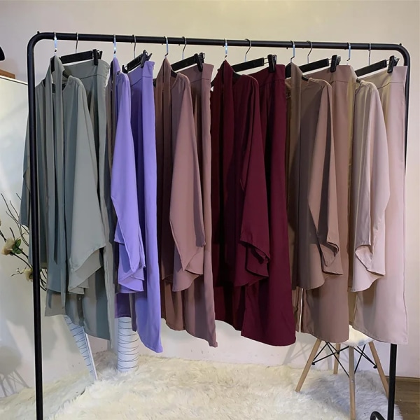 Eid Mubarak Kaftan Dubai Abaya Turkiet Muslimsk mode Hijab Klänning Sets Islam Kläder Abayas För Kvinnor Musulman Ensembles De Mode Black Set XL