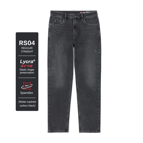 2023 Höst Vinter Nya 14 Oz Lycra elastiska tyg Jeans Herr Bekväma tvättade vintage jeansbyxor RS04 Black 36 REC 85.5-95KG