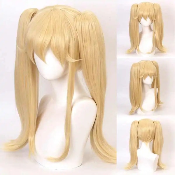Anime Kakegurui Mary Saotome Meari Cosplay Peruk Blond Clip Hästsvansar Värmebeständigt syntetiskt hår Peruk + Peruk Cap One Size