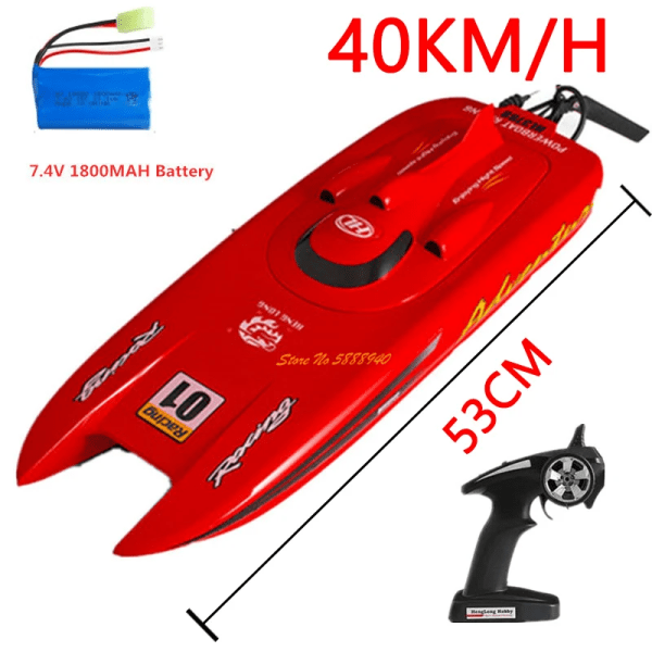 53CM Stor 4CH Racing RC Speedboat 2,4G 40KM/H 150M Vattenseparation Induktion Cirkulerande vattenkylning Fjärrkontroll RC-båt Red 40KM 53CM 1B
