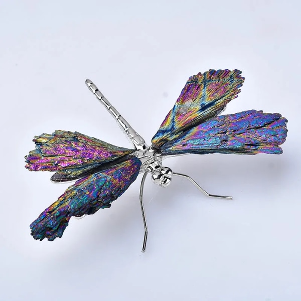 Naturlig svart turmalin Aura elektroplåt ​Lågfjäder Kristallsten DIY Dragonfly Djurhantverk Healing Stone Liten dekor DEEP BLUE