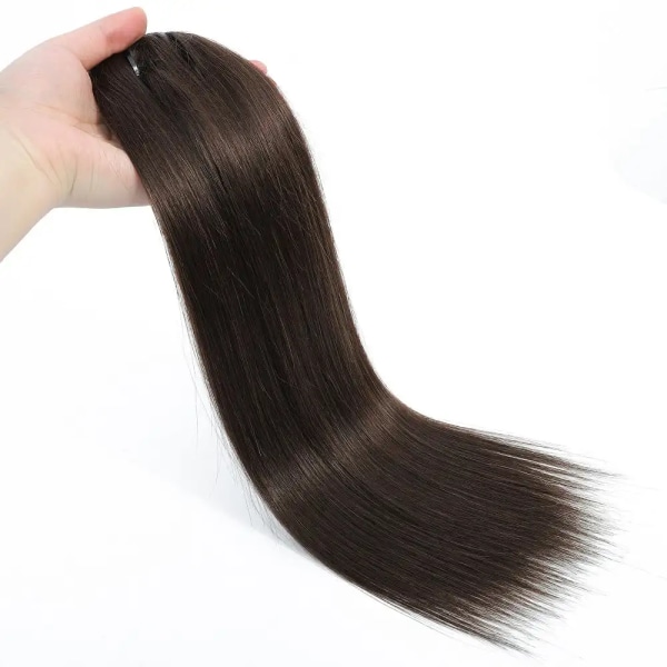 7st Klippbara hårbitar Rak klämma i människohårförlängningar 100 % äkta människohårklämma i naturliga hårförlängningar 26 tums hår P27-613 14inch 80gram
