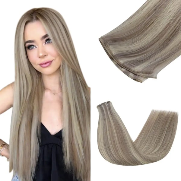 Genius Weft Människohår Buntar Rak 613 Real Human Hair Extension Dubbeldragen Människohår Inslag 50G Kvinnor Hårinslag 1B 24inches