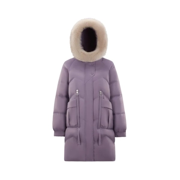 vinterdunjacka lång kappa varm kappa äkta pälskrage högkvalitativ varma ytterkläder B00145278 6134 XS155