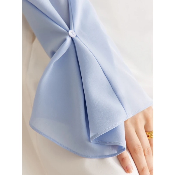 Minimalism Blus för kvinnor 2023 Vårmode Solid nisch Kontor Damskjorta Blusar med blussärmar Pullover Toppar 72341046 Black XL