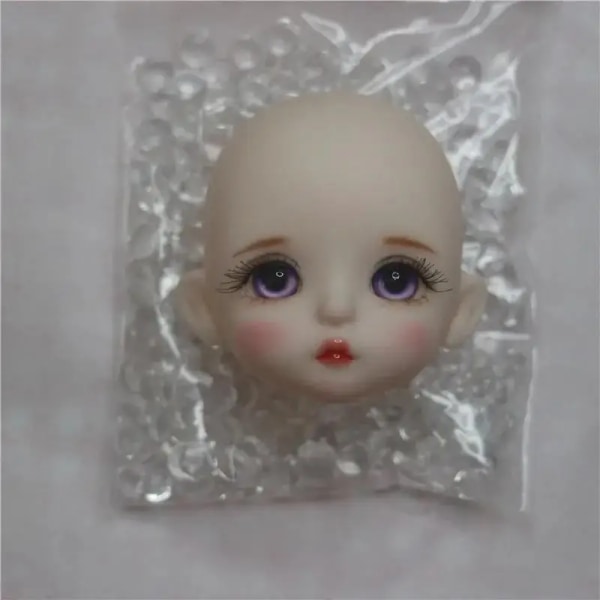 1/8 Bjd Baby Doll Head med smink Söt 16 cm docka tillbehör OB11 Barn påklädningsleksaker för flickor Purple Eye