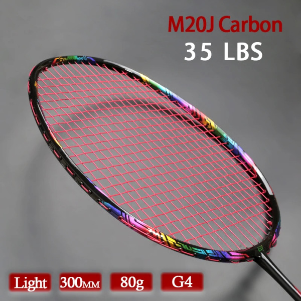 Superlätt Carbon Strung Fiber Badmintonracket Tension 28-35LBS Professionell 4U 80g G4 Racket Med Väskor Sport För Abult Blue