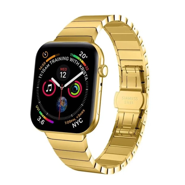 För Apple Watch Ultra 49 mm rem i rostfritt stål 8 7 45 mm 41 mm 44 mm 40 mm Butterfly-spänne metallrem för iwatch 3 2 42 mm Gold For 38mm 40mm 41mm