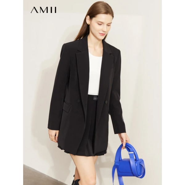 Minimalism 2-delat set Kvinnor Outfits 2023 Vårjacka Nytt kontor Dam Blazers Mode Plisserad kjol Separat 72240006 Khaki (Blazer) M