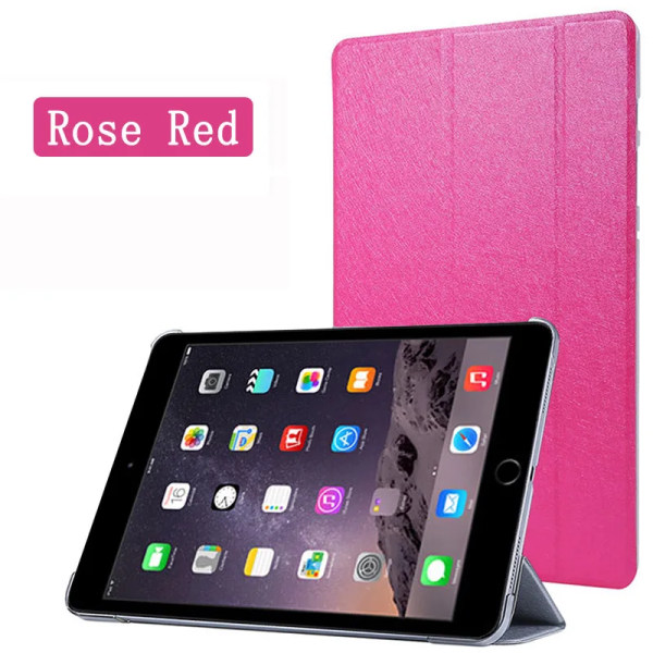 Case för Apple iPad Mini 1 2 3 7,9'' 2012 2013 2014 2:e 3:e generationens Trifold Stand Funda PU Leather Flip Smart Cover iPad Mini 2 7.9 2013 Rose Red