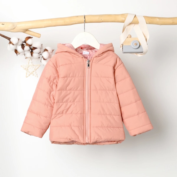 Toddler pojke/flicka Basic enfärgad vadderad kappa med huva Grey 4-5 Years