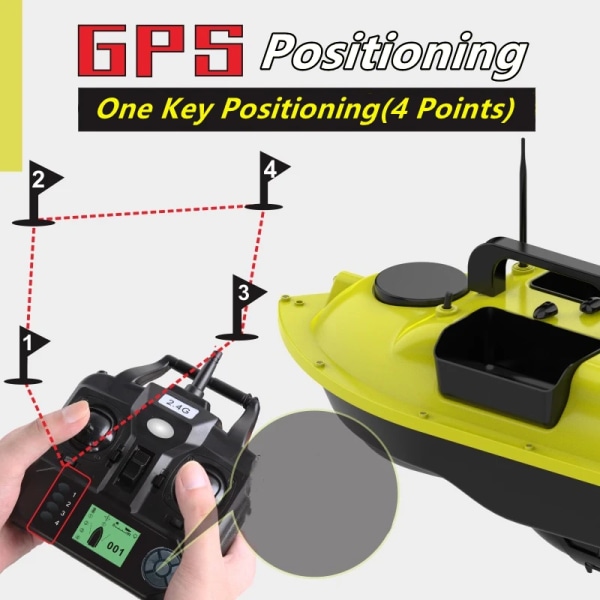 GPS-positionering 500M Ekolod Fish Finder One Key Cruise RC Bait Boat Tre Hoppers 6 Hours Endure Screen Display Vattentät RC-båt GPS EU 1Battery1