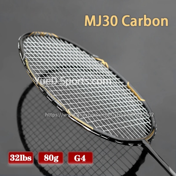 100% Japan MJ30 kolfiber badmintonracket med strängar Väskor Professionell träningsracket Max spänning 32LBS Speed ​​Sports YELLOW