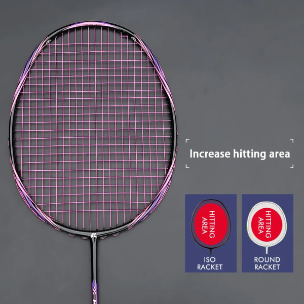 Toppkvalitet Super Light 8U 62-67G kolfibersträngad badmintonracket Offensiv typ Racket Gratis strängar Väskor Sportracket Red