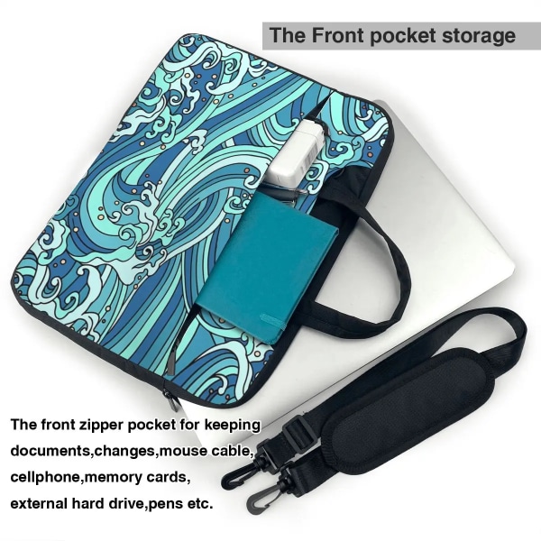 Handväska Laptopväska The Great Wave Protective Notebook-väska Blå konst för Macbook Air Xiaomi 13 14 15 15.6 Print datorväska As Picture 13inch