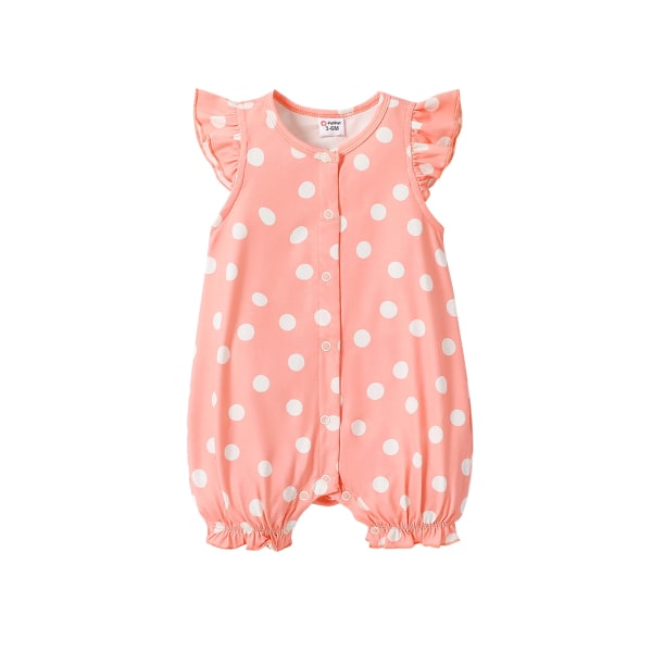 Baby Girl Polka Dots eller Butterfly Print Flutter-sleeve Romper White 12-18 Months