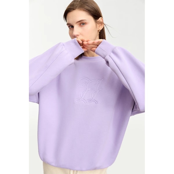 Minimalistisk Preppy Style Dam Huvtröja Fleece 2023 Ny Lös Varm Underrock Vinter Cashmere Broderi Sweatshirts 12324071 apricot S