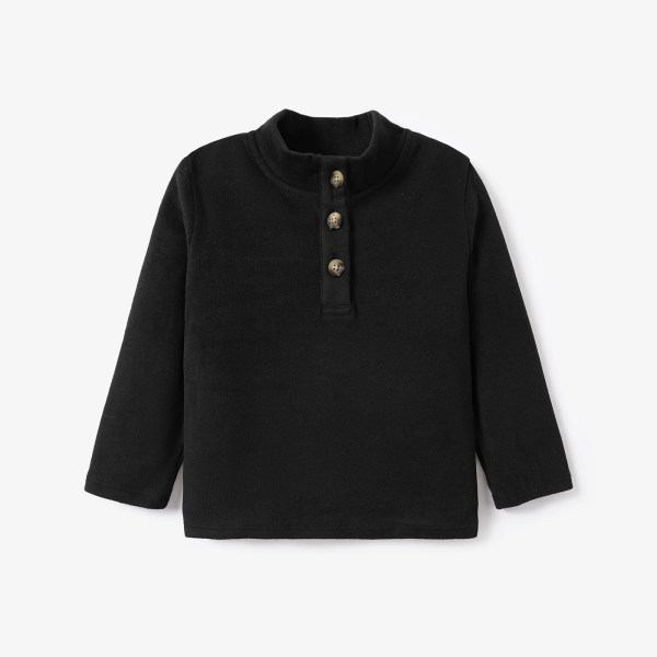 Toddler Pojke/Flicka Enfärgad Stand Collar Långärmad T-shirt Black 5-6Years