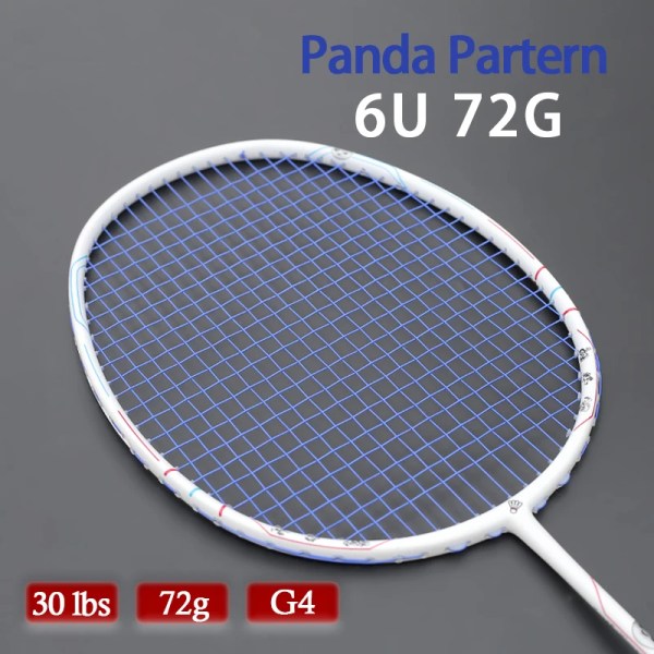 Professionell 100 % kolfiber badmintonracket sträng Panda Partern Ultralätt 6U 72g racketväskor Speed ​​Sports 22-30LBS Vuxen Blue