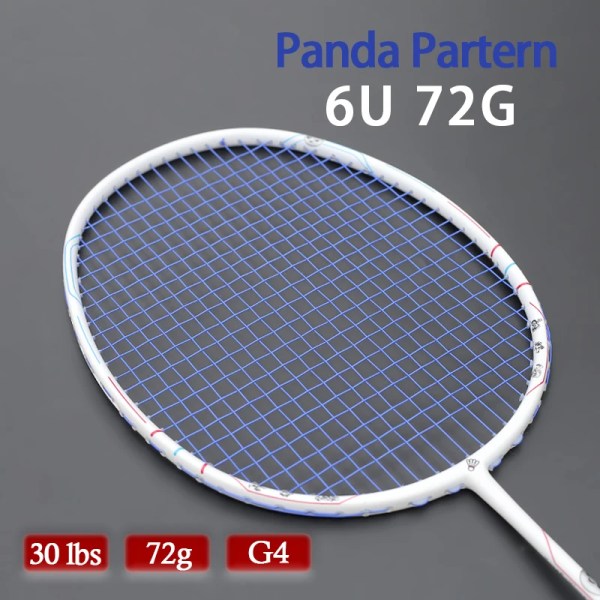 Professionell 100 % kolfiber badmintonracket sträng Panda Partern Ultralätt 6U 72g racketväskor Speed ​​Sports 22-30LBS Vuxen Lila