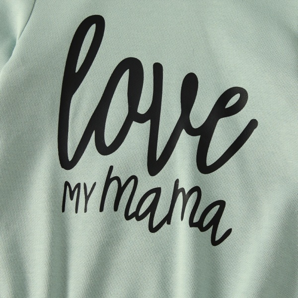 Mommy and Me Print Gröna långärmade hoodie-klänningar LightGreen WomenM