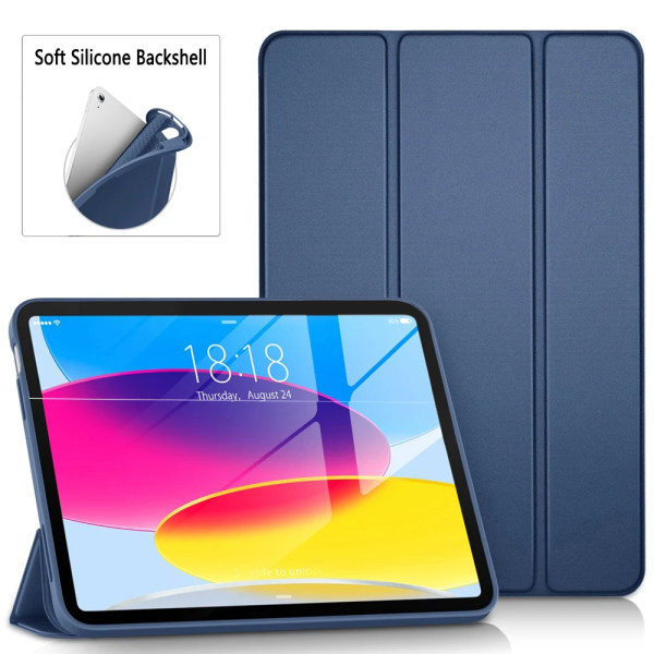 Mjukt case för Apple iPad Air 9.7 10.5 10.9 1 2 3 4 5 2:e 3:e 4:e 5:e generationens Trifold Magnetic Flip Smart Cover iPad Air 1 9.7 2013 Blue Soft Case