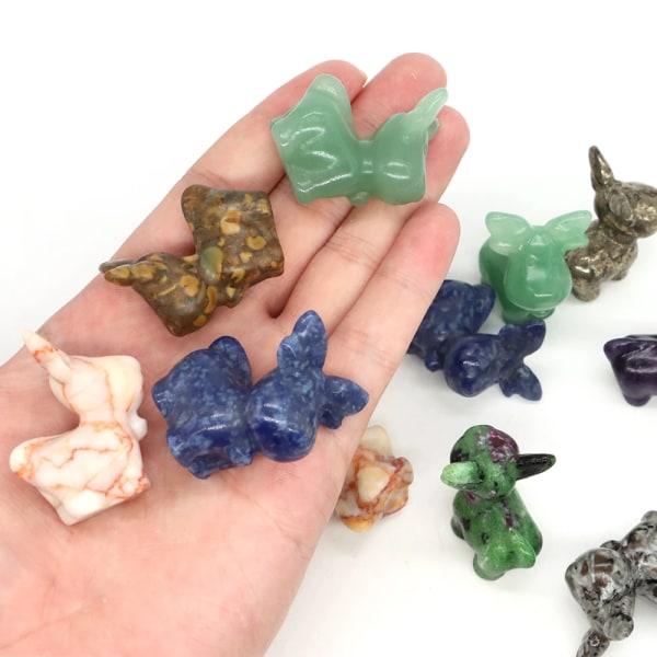 1,6" Renstaty Naturstenar Reiki Healing Kristall Kvarts Carving Djurfigurer Hantverk Hempärla Dekoration Semesterpresent Tree Agate 20 pcs