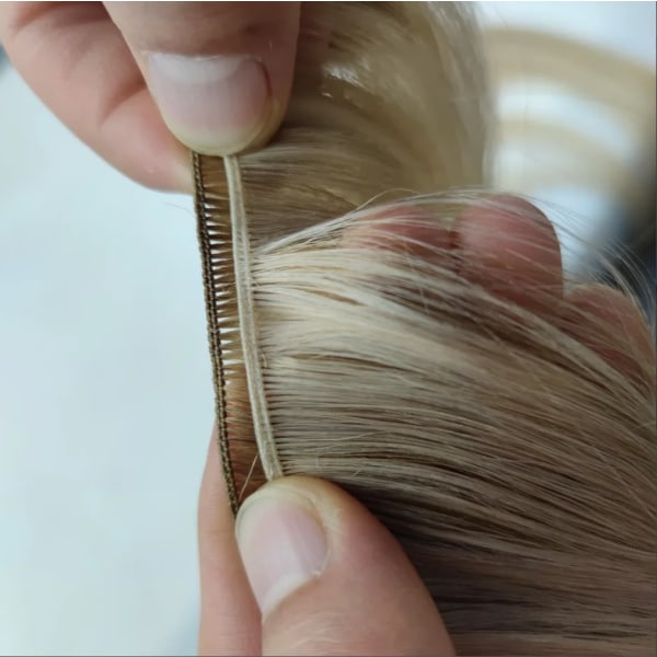 Handbundet hårinslag 6 st/lot Äkta människohår Sy sömlöst osynligt 100 g hår Bulk sömlös dubbelinslag Undergiven rakt hår 1B 24inches