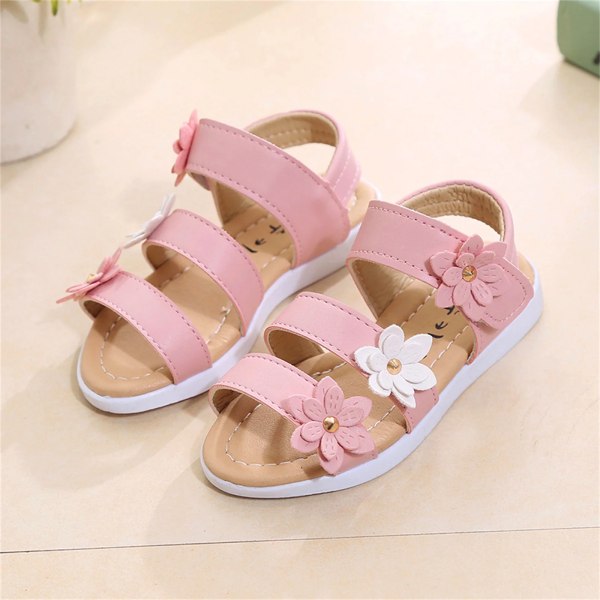 Toddler flicka ganska blommig dekor solida sandaler Pink Toddler US 6