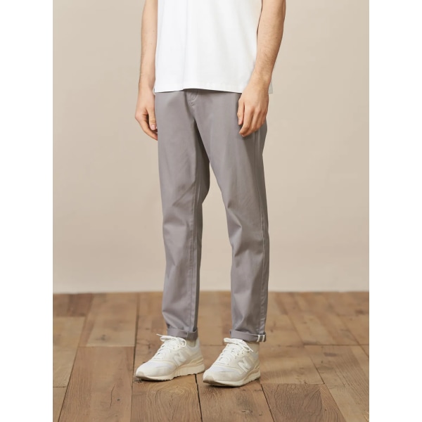 2023 Höst Vinter Nya Casual Byxor Herr Bomull Slim Fit Chinos Modebyxor Man Märke Kläder Plus Size Byxa 482 Khaki STO1 32