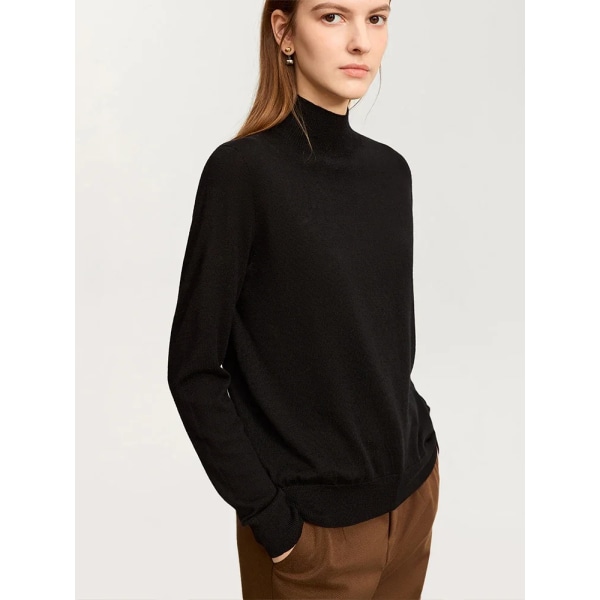 2023 Vinter Ny sömlös ylletröja för kvinnor Basics Halv turtleneck Comfy Fleece Solid Knitwear Jumper Lady 12324066 wine red XXL