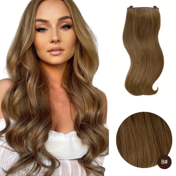 Fish Line One Piece 100% Människohår Förlängning Clip Hårförlängning Ombre Natural Remy Hair Rak hårstrå Blond För kvinnor 8 24 inch 100g