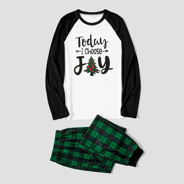 Julfamiljsmatchande bokstäver och print Långärmade pyjamasset (flammsäker) Green Women XL
