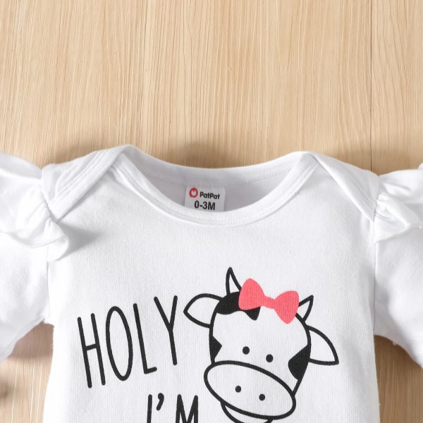 3st Baby Girl 95 % bomull volanger Kortärmad Bokstavs- och print och mesh nätkjol & set White 12-18Months
