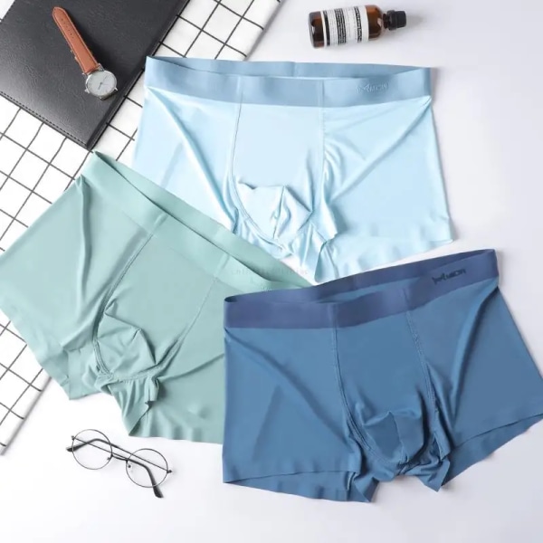 3st Ice Silk Seamless Herr Boxer AAA Grafen Antibakteriell Man Underkläder Sexiga Man Kalsonger Sommar Herr Trosor M1226 4XL